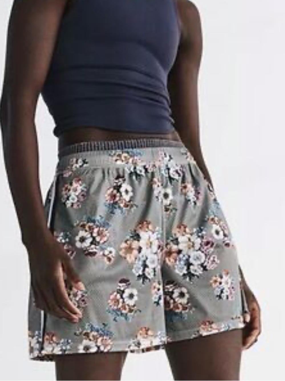 NWOT Gray Floral Mesh Athletic Shorts